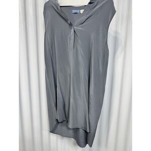 Acrobat Silk V Neck Sleeveless Long Blouse In Steel Size Large 18” Pit To Pit